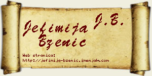 Jefimija Bzenić vizit kartica